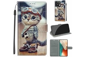 KENHONER Funda para Xiaomi Redmi Note 13 5G Carcasa, Funda para Redmi Note 13 5G Funda Libro con Tapa Piel Case Flip Cuero,Cierre Magnético Antichoque - Gato