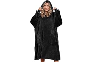 Tuopuda bluza z kapturem, oversize, z kieszeniami, supermiękka, przytulna, ciepła, luźna, długi rękaw, czarny, rozmiar uniwersalny