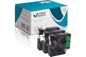 specmark Compatible para DYMO D1 43619 cinta de escritura 6 mm x 7 m, juego de 3 unidades, negro sobre verde, compatible con DYMO D1 para impresoras LM Label-Manager LP Label-Point LW Label-Writer DUO