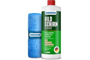 BLUM MANUFAKTUR Blum Recharge de nettoyant pour écran, 1000 ml et chiffon en microfibre de 30 x 30 cm Nettoyage absolument sans traces de tous les écrans et affichages.