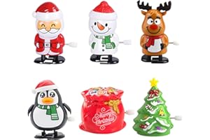 KOMEIYL 6pcs Natalizia Giocattolo per Carica, Babbo Natale, Renna, Pinguino, Pupazzo Neve, Albero Natale, Sacchetto Regalo Giocattoli Carica, Applica a Giocattoli per Bambini a Natale