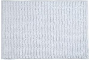 MSV - Alfombra de Baño Chenilla - Microfibra Suave Antideslizante de Secado Rápido - 40 x 60 cm - Blanca - Lavable en Máquina - Ideal para Toda la Familia