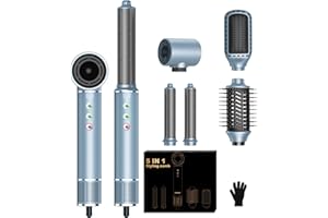 ‎OKWRAP 5 in 1 Airstyler,OKWRAP Hair Styler With 110000 U/Min Hochtouriger Motor Haartrockner Warmluftbürste Haarstyler,320 Millions lonic Hair Styler Set Mit Luft Lockenstab, Föhn, Glättbürste, Licht,Leise