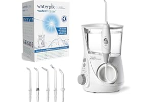 Waterpik Idropulsore Dentale Ultra Professional con 6 Testine e Sistema Avanzato di Controllo della Pressione con 10 Impostazioni, Strumento di Rimozione della Placca Dentale, Bianco (WP-660EU)