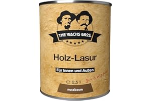 the wachs bros. Holzlasur für Innen und Außen - 2,5 L - Holzlasur Nussbaum - natürliche Inhaltsstoffe - dauerhafter Schutz