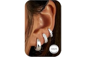 LOLIAS 3 Paia Orecchini Cerchio Argento 925 Piccoli Orecchini Donna Orecchini a Cerchio Piercing Orecchini Argento Oro