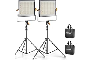 NEEWER 2er Pack dimmbares zweifarbiges 480 LED Videolicht und Ständerbeleuchtungsset beinhaltet: 3200-5600K CRI 96+ LED Panel mit U Halterung, 75" Lichtstativ für YouTube Studiofotografie, Videos