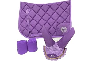 Countrypride EQUIPRIDE GP SADDLE PAD AP SADDLE SET WITH MATCHING EARS & BANDAGES PURPLE