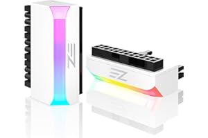 EZDIY-FAB ATX 24-pin 90 Degree Power Connector Adapter 5V 3 Pin ARGB Rainbow Female to Male Power Adapter for Computer Motherboard ATX Power Supply- White-1 Pack