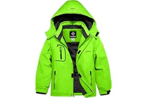 GEMYSE Chaqueta de Esquí Impermeable de Montaña para Niños Abrigo de Invierno de Lana Antiviento con Capucha