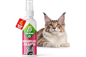 Baviette Katzenpflege: 100ml Sanfte & natürliche Ohrenpflege – Probiotisches Spray zur Reinigung des äußeren Ohrbereichs, geruchlos & ohne Alkohol, für gesunde Katzenohren