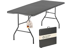 Skandika Table Pliante/Banc Pliable/Set MASI | Banc Max 300 kg, Table Max 200 kg, matériau HDPE recyclé, Pliable, résistant aux intempéries, 180 cm | Meubles Balcon, Jardin