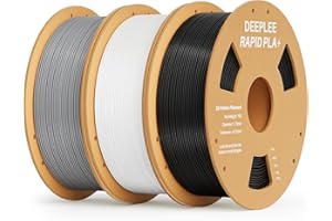 DEEPLEE Filamento PLA Plus Rapid de 1,75 mm, Filamento PLA+ de Alta Velocidad Hasta 600 mm/s, Precisión Dimensional +/- 0,02 mm, para Mayoría Impresoras 3D FDM, Negro/Blanco/Gris 3KG