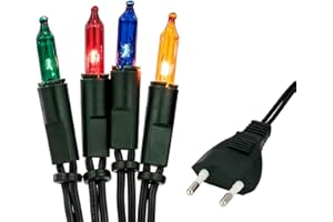 hellum Wewnętrzny łańcuch świetlny na choinkę z 100 kolorowymi światłami, dekoracja bożonarodzeniowa, nowoczesny zielony kabel z wtyczką 14,85 m, 59 lm, dekoracja salonu, choinki, dekoracja