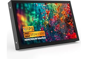 CUQI 7-calowy mini monitor, 1024×600 HD IPS mini ekran z wbudowanymi głośnikami/HDMI/VGA/AV wejście do Raspberry Pi, PC, TV, DVD, CCTV