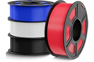 TECBEARS PETG Filament 1.75mm Bundle 4KG, Strong Toughness PETG 3D Printer Filament, Dimensional Accuracy +/- 0.02mm, 4PCS 1kg Spool(Black, White, Blue, Red)