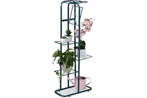Relaxdays Estantería Plantas Metálica, Soporte Macetas, Escalera 6 Baldas, Interior y Exterior, 107 x 44 x 24 cm, Verde, 100% Acero