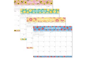 SWEETZER & ORANGE S&O Fresh Fruity 2026 Magnetic Fridge Calendar - Tear-Off Refrigerator Calendar to Track Events & Appointments through December 2026-18 Month Magnetic Planner for Fridge for Easy Planning-8"x10" in.