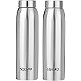 Amazon Brand - Solimo Stainless Steel Water Bottle, Set of 2, 1 L Each (Elate)