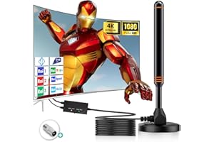 YOWREPU Antenna TV Portatile, Antenna TV interna Amplificata potente per distanze di ricezione superiori a 500 km, Antenna Digitale Terrestre da interno per Smart TV, Antenna con Cavo Coassiale 5m - Orange