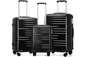British Traveller 3Pcs Suitcase Set with 4 Spinner Wheels TSA Lock 20" 24" 28" Travel Trolley Case