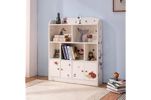 Emall Life Estantería y Almacenamiento para niños, Organizador de Libros y Juguetes, estantería para niños y niñas 98 * 24 * 119.5cm (Blanco)