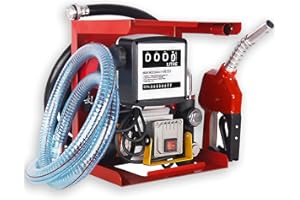 AMY&LUCKY Pompa Travaso Gasolio, Pompa Gasolio 220V-230V 550 W Pompa Elettrica Autoadescante 60L/min, Stazione Di Rifornimento Mobile, Pompa Diesel con Tubi E Pistola Di Erogazione