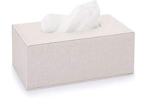 Sumnacon Rectangular Leather tissue box Cover - Stylish tissue box Holder with Magnetic Bottom, Decorative PU for Vanity Dresser Night Stand Table Countertop Home Office Car, Beige