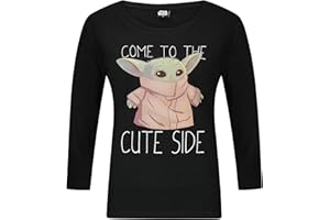 ONOMATO! Star Wars Yoda The Child - Camiseta de manga larga para mujer, color negro