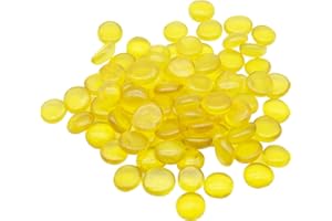 Neez Kieselsteine - Dekosteine für Garten, Balkon, Aquarium, Bunte, Fluoreszierende, Leuchtsteine - Muggelsteine, Glassteine & Glasnuggets (75 Gelbe Kieselsteine)