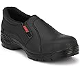 KAVACHA Mens Pure Leather Steel Toe Safety Shoe, S62 Size : 8, Black