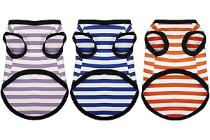 Paiaite 3 Stück Hund Gestreiftes Shirt Happy Color Baumwolle Ärmellos Welpen Hund Shirts Atmungsaktiv Haustier Bekleidung Tank Top Bunte Welpen Sweatshirt Hundekleidung für Kleine Mittlere Hunde L