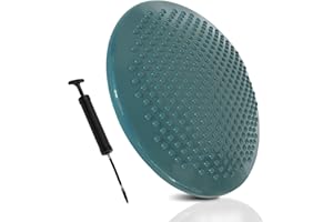 QMBASIC Ballsitzkissen Noppen 37 cm Türkis + passende Pumpe | Fitness, Yoga, Reha, Rückentraining Balance-Kissen, Luftkissen, Balance Pad, Noppenkissen core