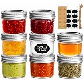 ComSaf Glass Mason Jar 120ml Pack of 8 with Jam Lid | Glass Jars with Lids, Honey, Yogurt, Pickles, Legumes, Spices, Desserts