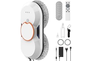 IERAKOR Robot Nettoyeur Vitres, 5600Pa Robot Laveur de Vitre Automatique avec Double Pulvérisation D'eau Automatique, 3 Modes de Nettoyage, Navigation Intelligente, Télécommande et 8 Chiffons de Nettoyage