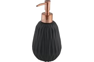 axentia Dozownik mydła Chicago czarny, łatwy do napełniania dozownik mydła w płynie z ceramiki z chromowaną pompką dozującą, pojemnik na mydło o pojemności ok. 330 ml, 8,5 x 8,5 x 17,8 cm