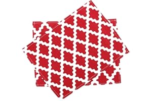 Penguin Home 100% Algodón Manteles Individuales 6-Pieza Establecer, Patrón Rojo