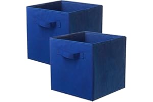 PowerKing Lot de 2 Boîtes Tiroirs en Tissu Cube de Rangement Pliable Coffre pour Linge Jouets Vêtement