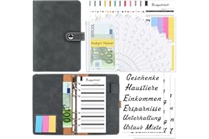 ‎MRSSBEA Budget Planner Deutsch, Budgetplaner mit Folien, A6 Binder Geldumschläge Umschlagmethode, Geld Organizer, Sparen Mappe, 10 pcs Bindertaschen, 12 pcs Budget Blätter