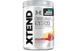 SCIVATION XTEND Original BCAA Powder Knockout Fruit Punch 30 Servings | 7g BCAAs Per Serving | Sugar Free Branched Chain Amino Acids and Electrolytes Powder for Post Workout Muscle Recovery and Hydration