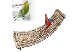 BAIFULAI 85 x 18 cm Vogel-Seegrasmatte, Wellensittich ZubehöR, Vogel-Hängematte mit Haken, Vogelkäfigzubehör, Vogel Seegras Matte, Kletterseil-Leiter-Kauspielzeug für Nymphensittich, Hamster, Meerschweinchen