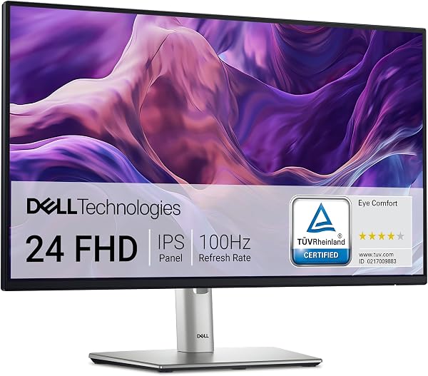 Dell P2425H 24 Inch Full HD (1920x1080) Monitor, 100Hz, IPS, 5ms, 99% sRGB, USB-C, DisplayPort, HDMI, VGA, 4x USB, 3 Year Warranty, Black - 1