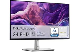 Dell P2425H 24" Full HD (1920x1080) Écran PC, 100Hz, IPS, 5ms, 99% sRGB, USB-C, DisplayPort, HDMI, VGA, 4X USB, Garantie 3 Ans, Noir