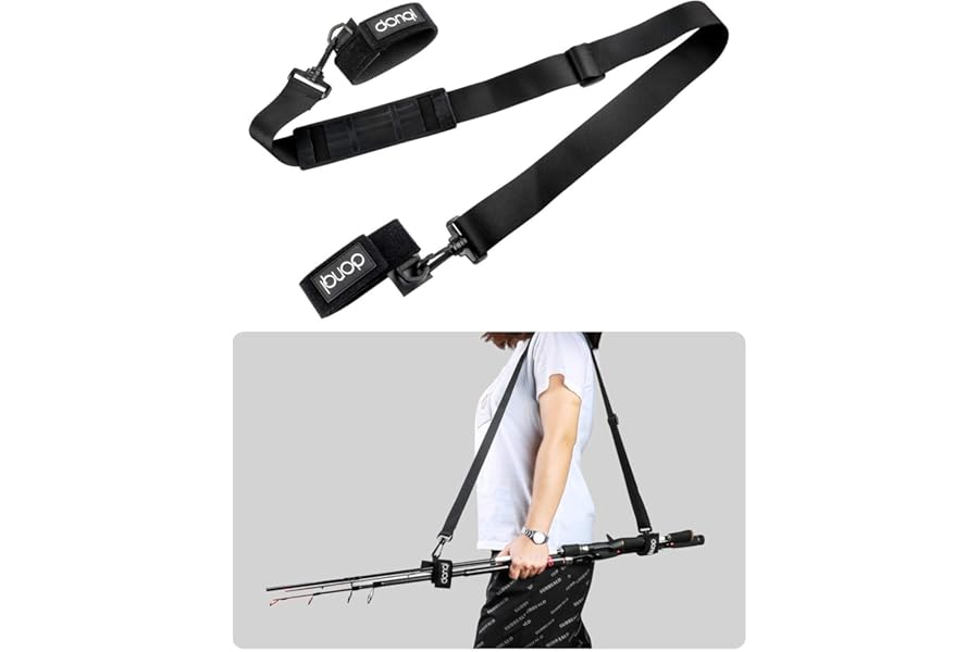 DONQL 1 piece Fishing Belt Fishing Rod Strap, Holder Tackle Straps, Fishing Strap for Rods Cases & Tubes, Rods Adjustable Length 77-137 cm Black