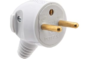 Prise electrique male - Fiche electrique - Prise male - Prise male 220 V - Fiche male - Fiche electrique male - Fiche Male Broche D.4,8mm Sortie Laterale Portefeuille | Blanc - Debflex - 713370
