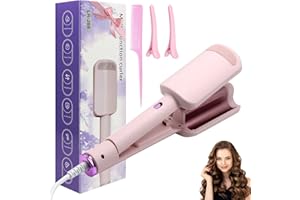 HASAIKA® Rizador Pelo Ondas, Planchas Rizadoras, 32mm Rizador de Pelo con 4 Temperaturas ajustables para todo tipo de cabello, viene con 1 peine, 2 clips (Rosa)
