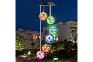 iShabao Marocchina Campanelli Eolici Solare, 6 LED Carillon del Vento Solare, Campanelli Solare Impermeabili, Regalo Mamma/Donna, Decorazione di Alberi, Balconi, Matrimoni