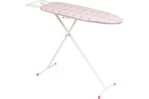 Mabel Home T-Leg Adjustable Height Ironing Board with Grey and Flamingo Cotton Cover + Extra cover