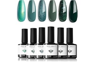Modelones UV Nagellack Grün, Dunkelgrün Glitzer 6 Farben Gel Nagellack Set, Gellack UV LED Soak Off Shellack Nagellack Gelnägel Nail Polish für Nail Art Nageldesign Maniküre