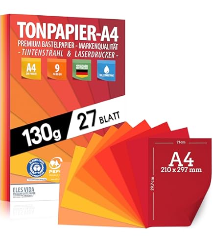 kangaro - Gekleurd papier oranje, DIN A4-160 g/m² FSC mix, 50 stuks, briefpapier, knutselpapier, doe-het-zelf, 29,7 x 21 x 1
